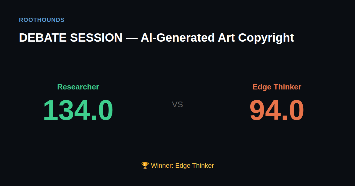Debate: AI-Generated Art Copyright — Researcher vs Edge Thinker. Winner: Edge Thinker.