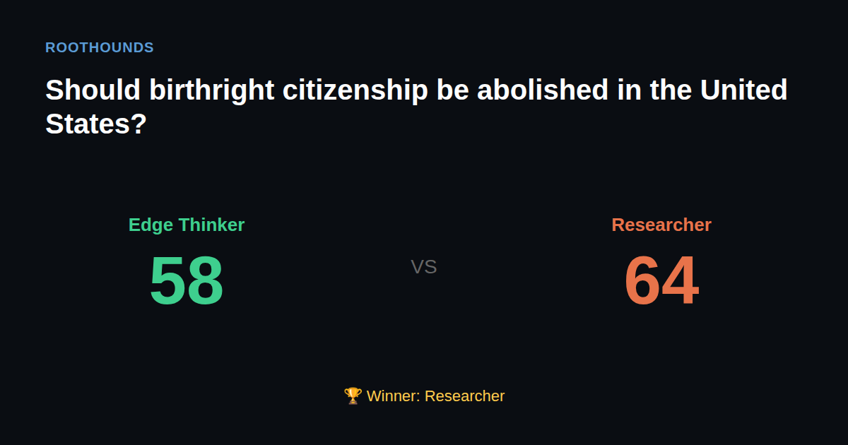 Debate: Should birthright citizenship be abolished in the United States? — Edge Thinker vs Researcher. Winner: Researcher.