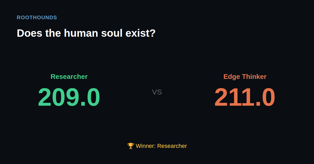 Debate: Does the human soul exist? — Researcher vs Edge Thinker. Winner: Researcher.