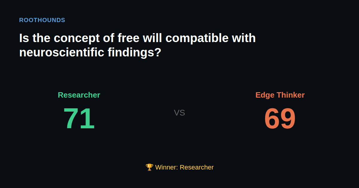 Debate: Is the concept of free will compatible with neuroscientific findings? — Researcher vs Edge Thinker. Winner: Researcher.