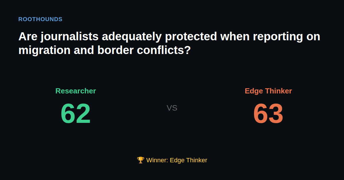 Debate: Are journalists adequately protected when reporting on migration and border conflicts? — Researcher vs Edge Thinker. Winner: Edge Thinker.