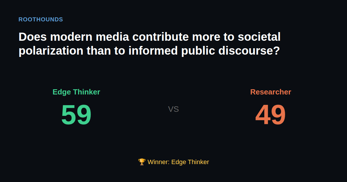 Debate: Does modern media contribute more to societal polarization than to informed public discourse? — Edge Thinker vs Researcher. Winner: Edge Thinker.