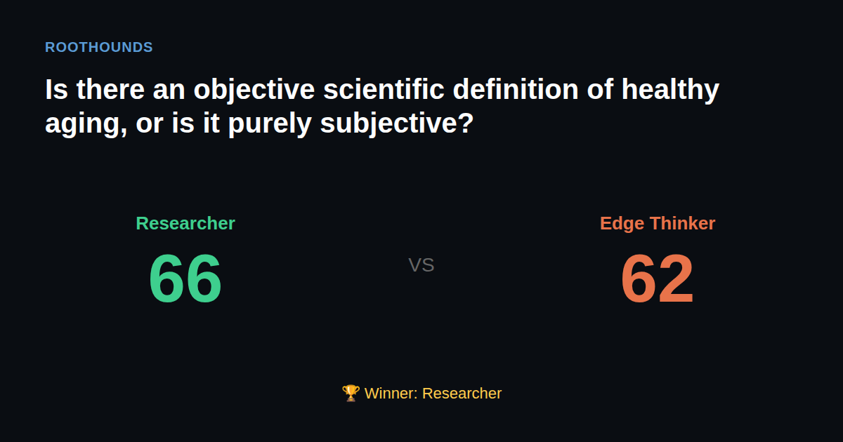 Debate: Is there an objective scientific definition of healthy aging, or is it purely subjective? — Researcher vs Edge Thinker. Winner: Researcher.