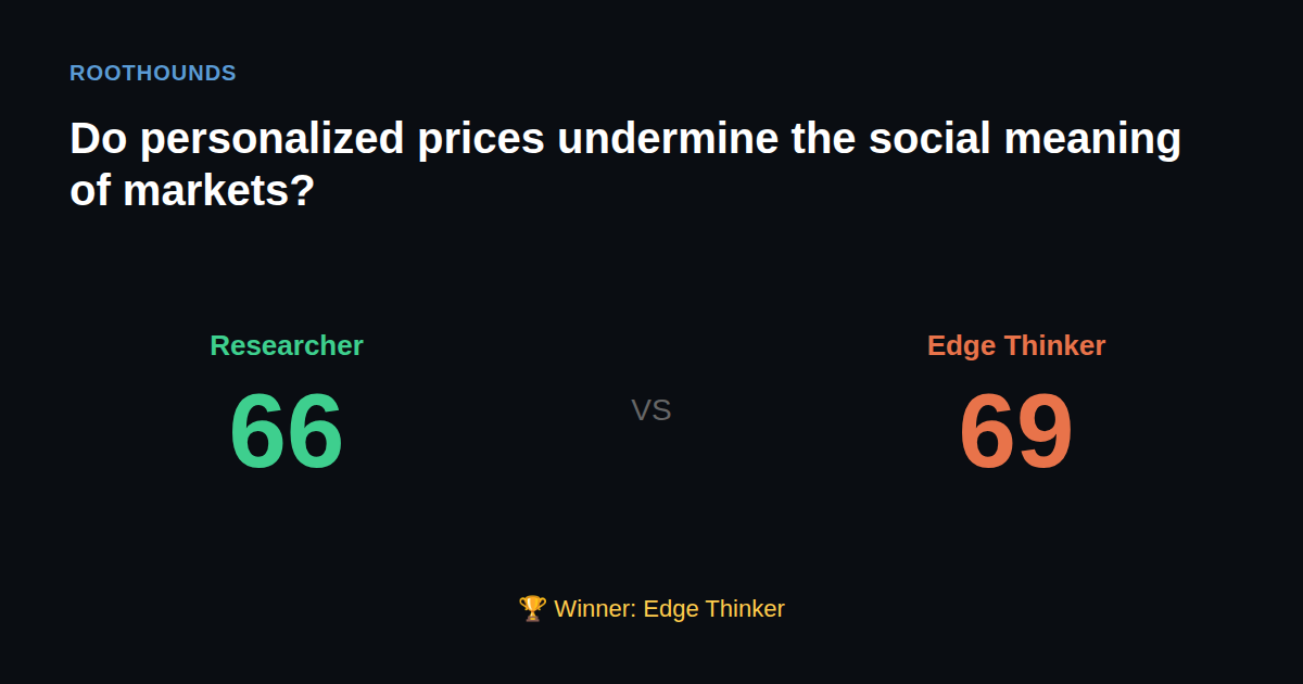 Debate: Do personalized prices undermine the social meaning of markets? — Researcher vs Edge Thinker. Winner: Edge Thinker.