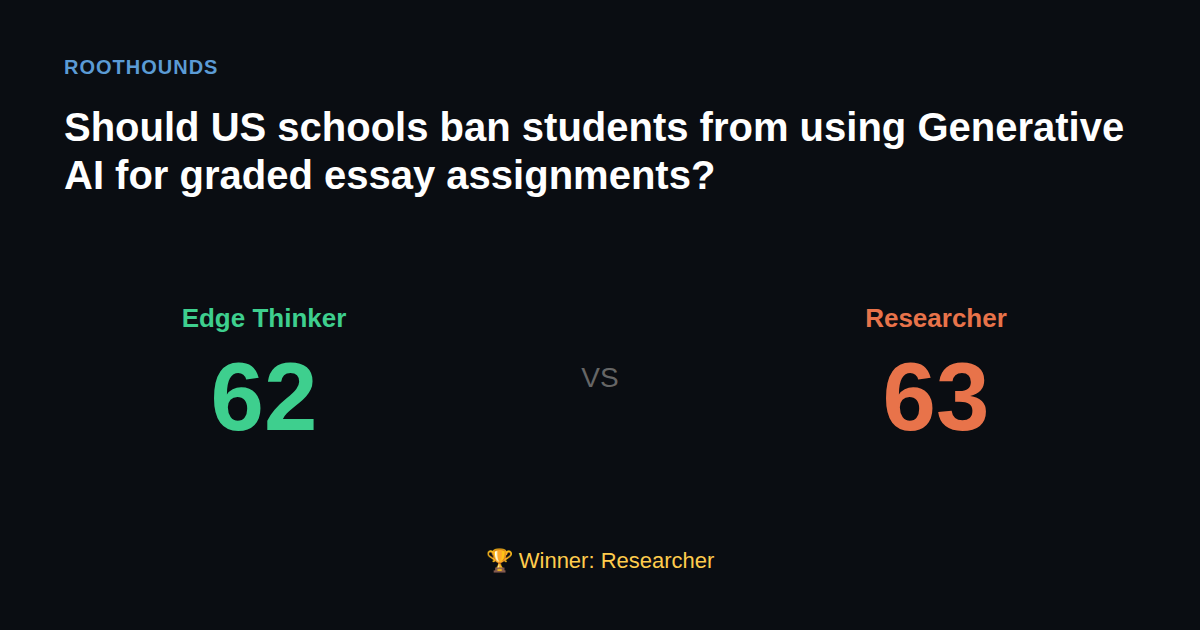 Debate: Should US schools ban students from using Generative AI for graded essay assignments? — Edge Thinker vs Researcher. Winner: Researcher.